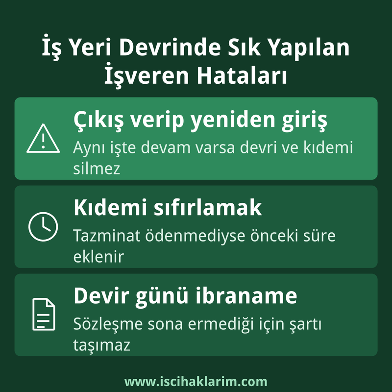 İş yeri devrinde işverenlerin sık yaptığı hatalar: çıkış-giriş, kıdem sıfırlama, ibraname