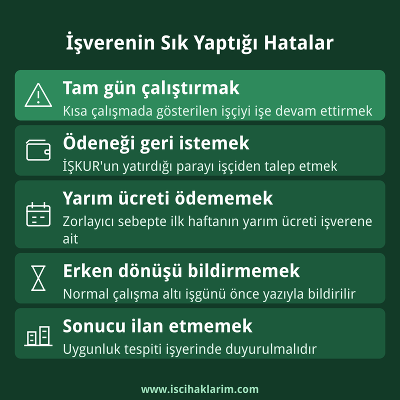 İşverenin kısa çalışmada sık yaptığı hatalar