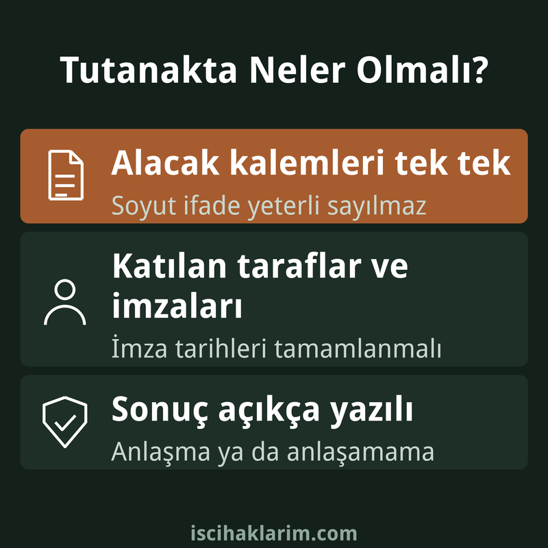 Arabuluculuk tutanağında bulunması gereken bilgiler infografiği