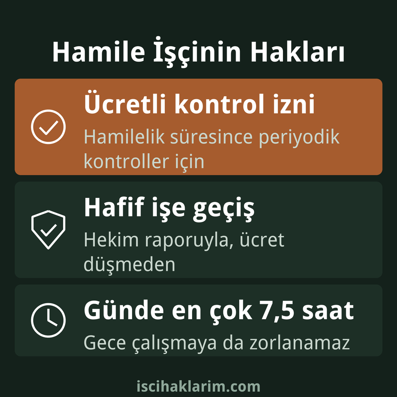 Hamile işçinin hakları infografiği