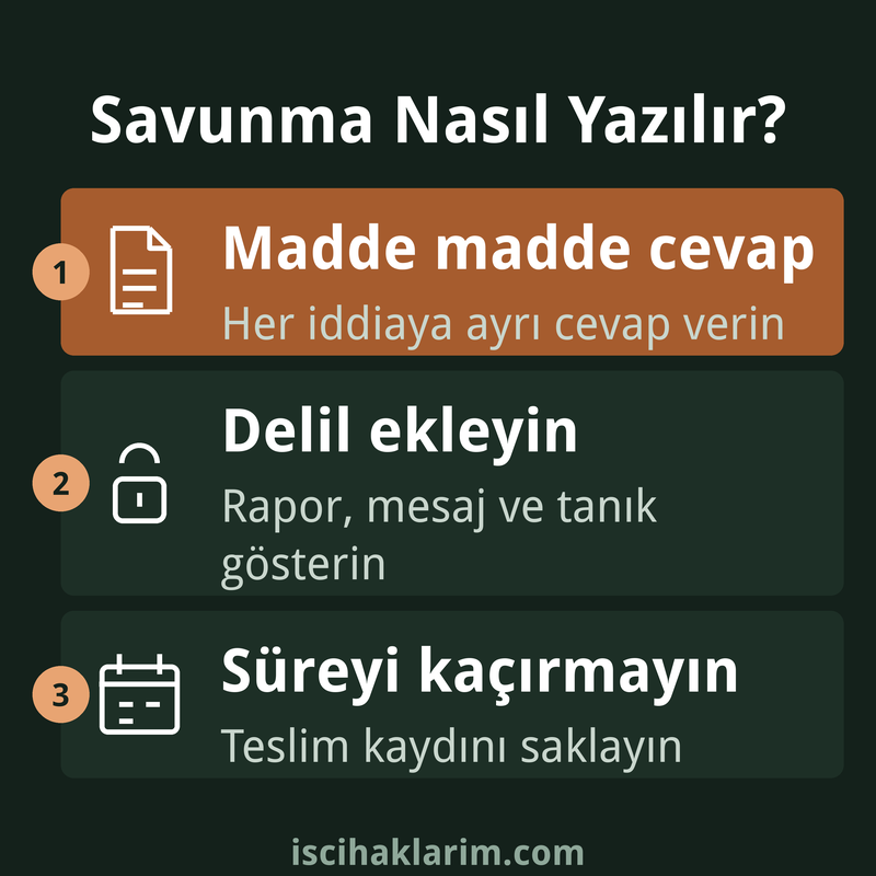 İşçi savunması örneği için dört kural infografiği