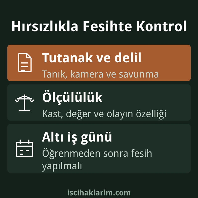 İşyerinde hırsızlık işten çıkarma kontrol listesi infografiği